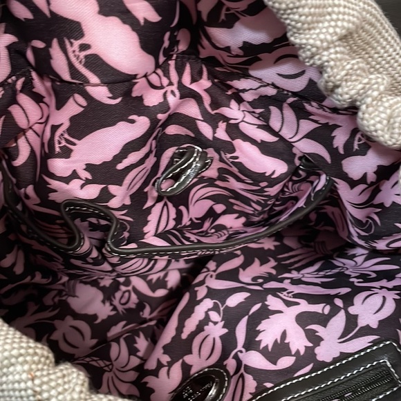 Francesco Biasia Beige Canvas Brown Leather Trim Shoulder Bag Tote Bag - Picture 11 of 14